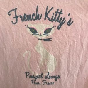 Pink French Kitty Pussycat Lounge T-Shirt